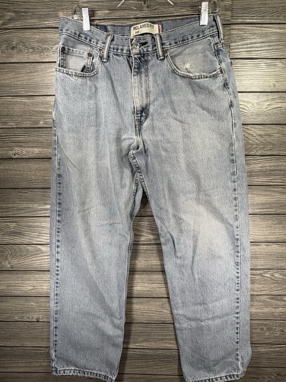 VTG Levi's 550 Relaxed Fit Jeans Men's 33x30 Blue Light Wash Distressed Denim